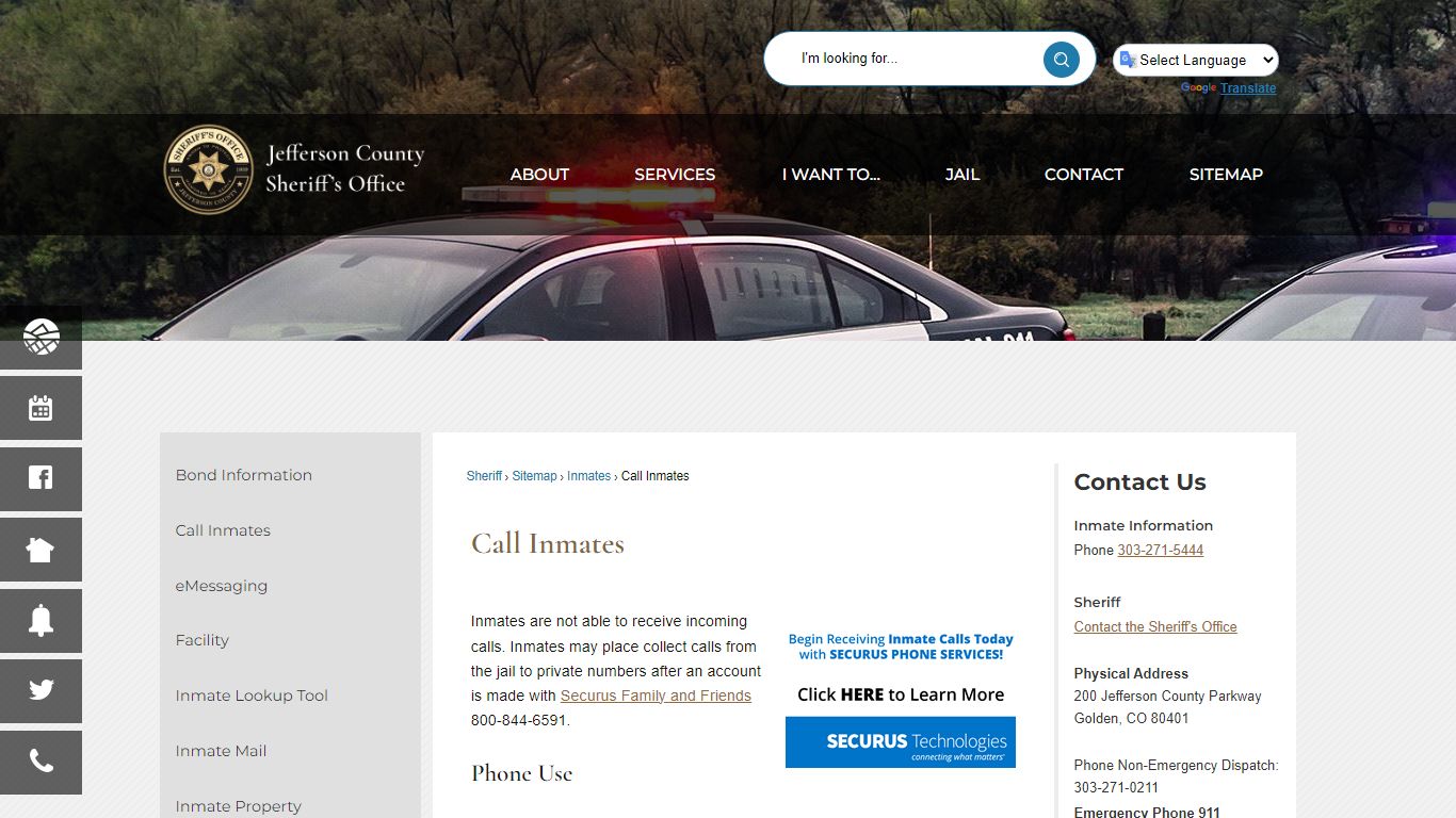 Call Inmates | Jefferson County, CO
